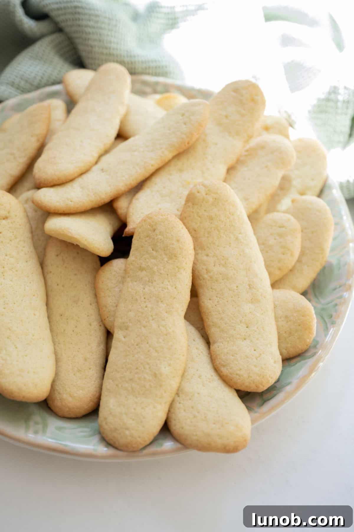 Ladyfingers on a plate, perfectly golden and ready for dessert.