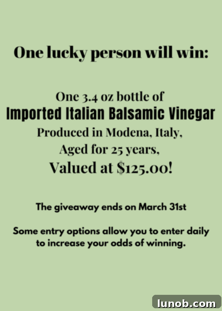 Bottle of traditional balsamic vinegar, giveaway prize