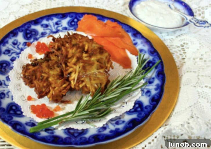 Crispy Italian Potato Latkes with Herb Yogurt Sauce