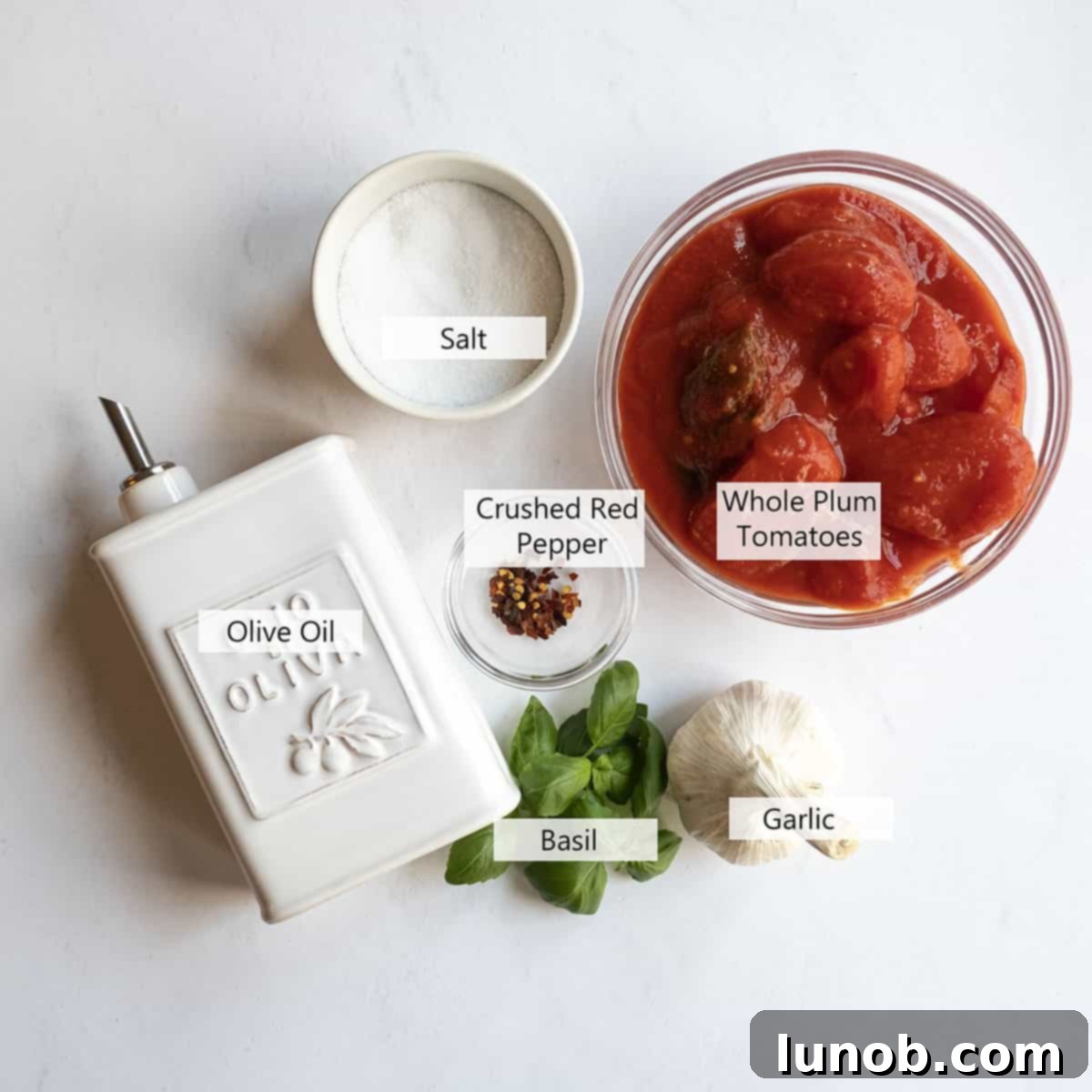 Ingredients for marinara sauce.