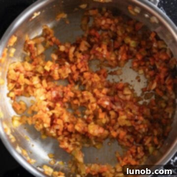 Authentic Italian Lentils 6 Caramelized tomato paste combined with the sautéed vegetables.