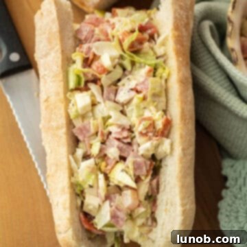 Chopped Italian salad in a sandwich. 