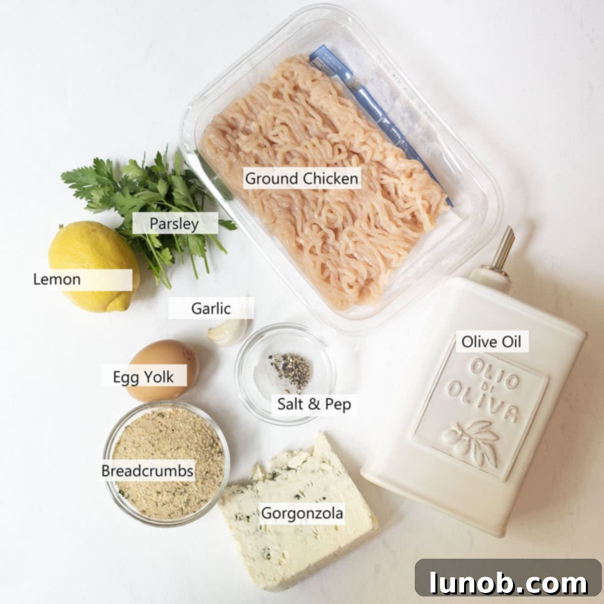 Gourmet Gorgonzola Grilled Chicken Burger 3 Ingredients for the recipe.