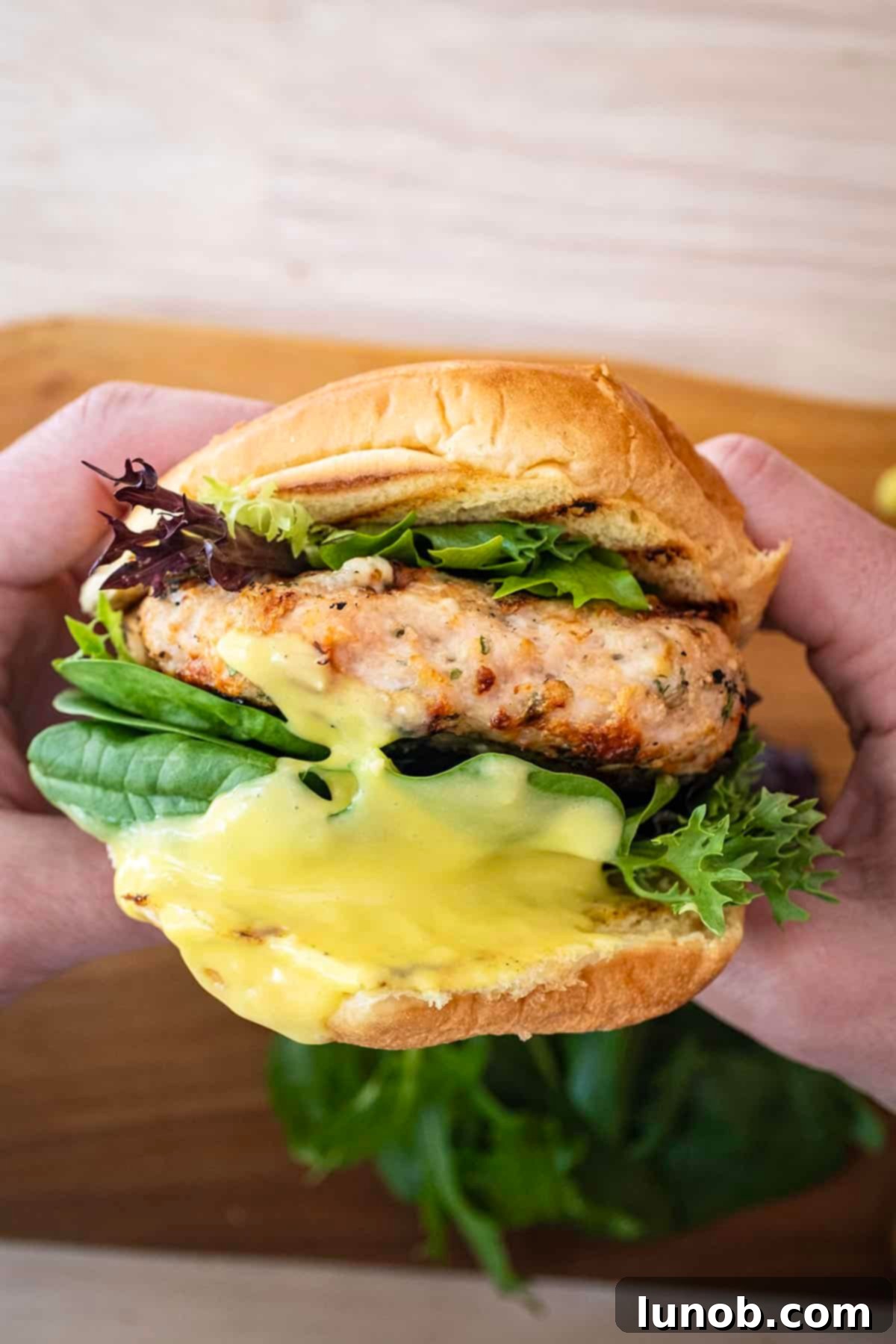 Gourmet Gorgonzola Grilled Chicken Burger 9 Grilled chicken burger on a bun with garlic aioli.