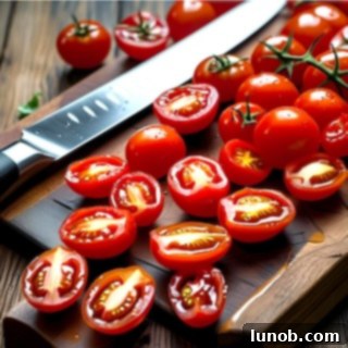 Cherry tomatoes sliced in half