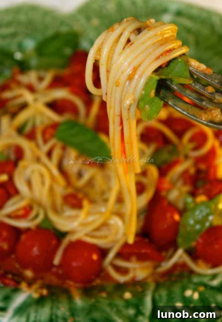 Pasta with Roasted Tomatoes, Garlic and Basil