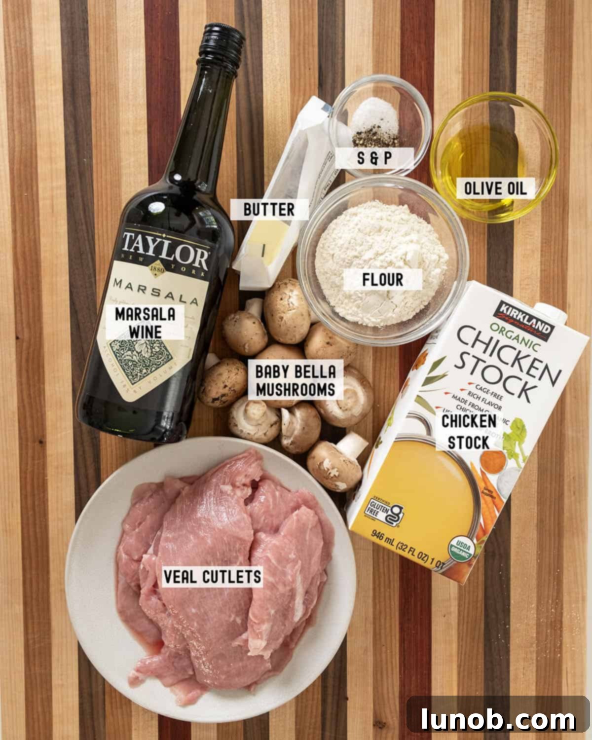 Classic Veal Marsala 3 Ingredients for the recipe.