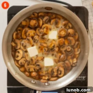 Classic Veal Marsala 9 Sauce combined with butter in a pan.