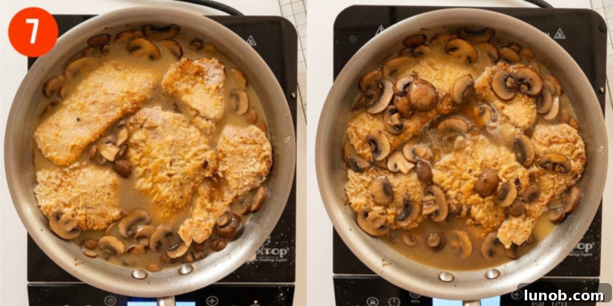 Classic Veal Marsala 10 Veal added to the sauce to simmer.
