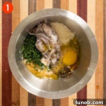 Savory Stuffed Squid 4 Stuffing for the calamari in a bowl